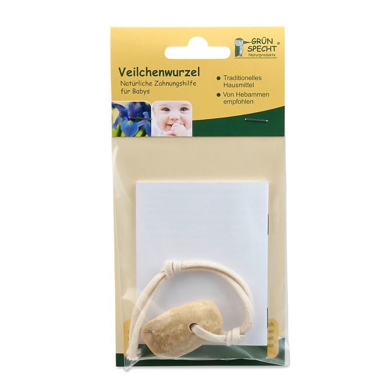 GRÜNSPECHT Naturprodukte GRÜNSPECHT Veilchenwurzel, natürliche Zahnungshilfe an 100 %Baumwollkordel kbA - Produktbild