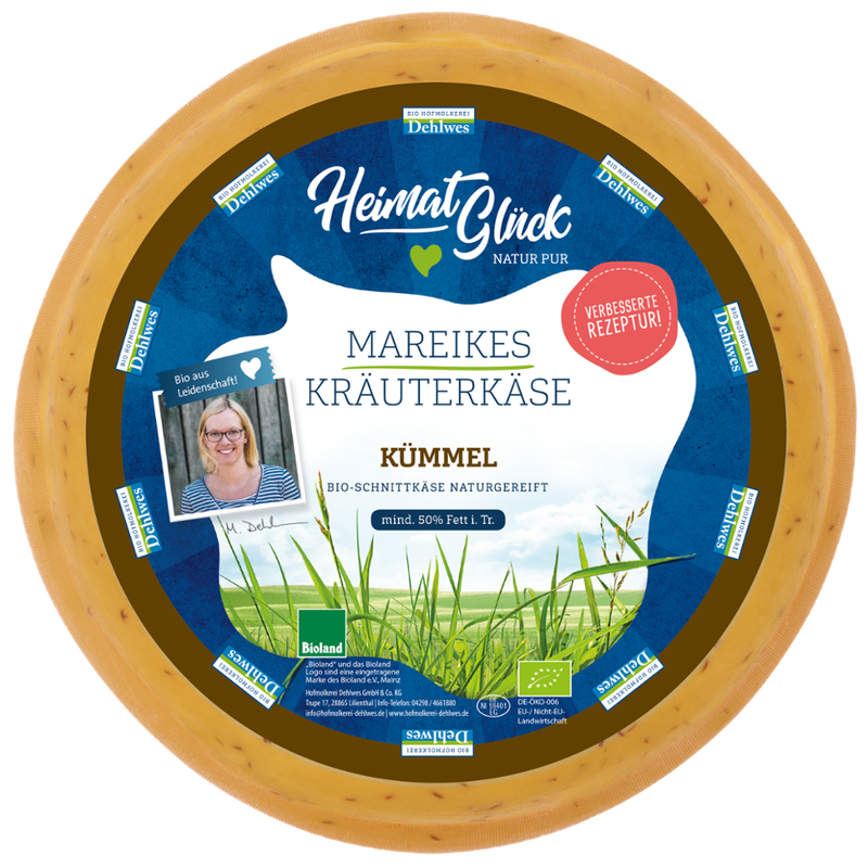 HeimatGlück Mareike's Kümmelkäse, Bio Schnittkäse mind. 50 % Fett i. Tr. - Produktbild