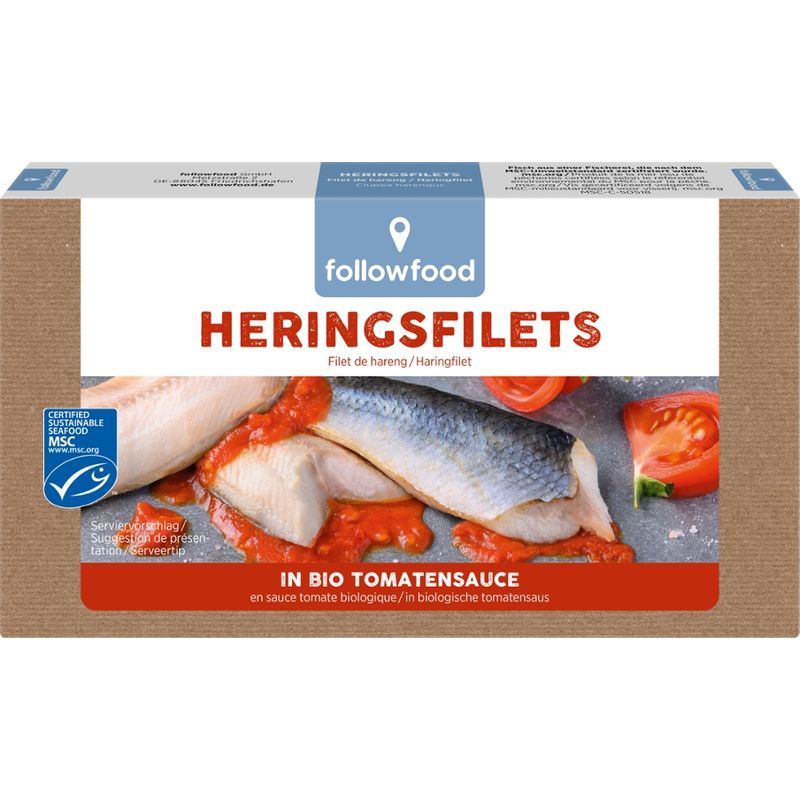 followfood Herings Filets in Bio Tomatensauce, aus nachhaltigem Wildfang - Produktbild