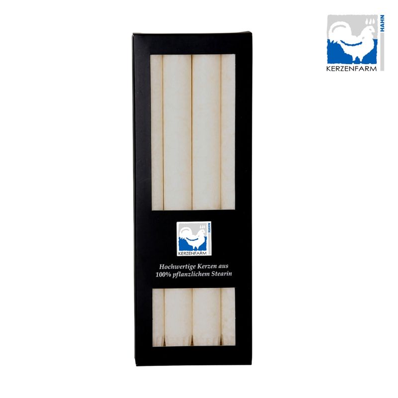 Kerzenfarm Hahn Stearin-Stabkerze, 4 Stück, weiß, 22x250mm - Produktbild