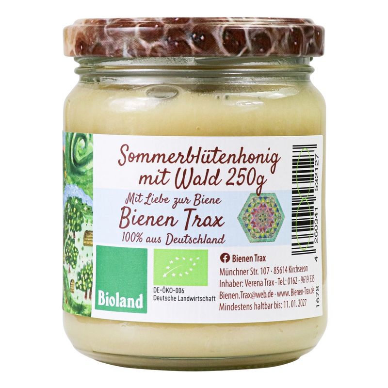 Familienimkerei Bienen-Trax KT6x Sommerblütenhonig mit Waldanteil 250g - Produktbild