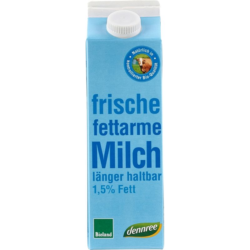dennree Frische fettarme Milch länger haltbar, 1,5% Fett - Produktbild