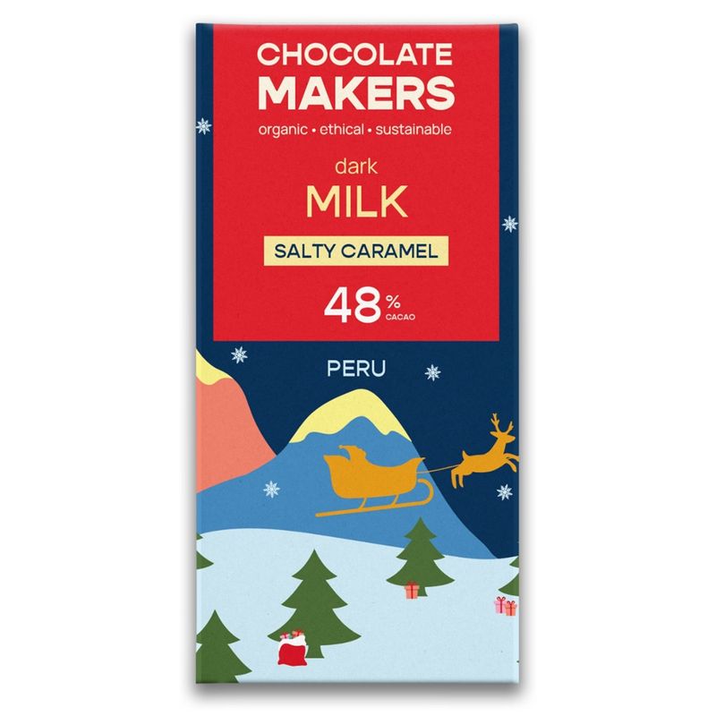 Chocolatemakers Xmas Peru 49% dunkle Milchschokolade mit Kakao aus Peru und mit Karamell und Meersalz - Produktbild