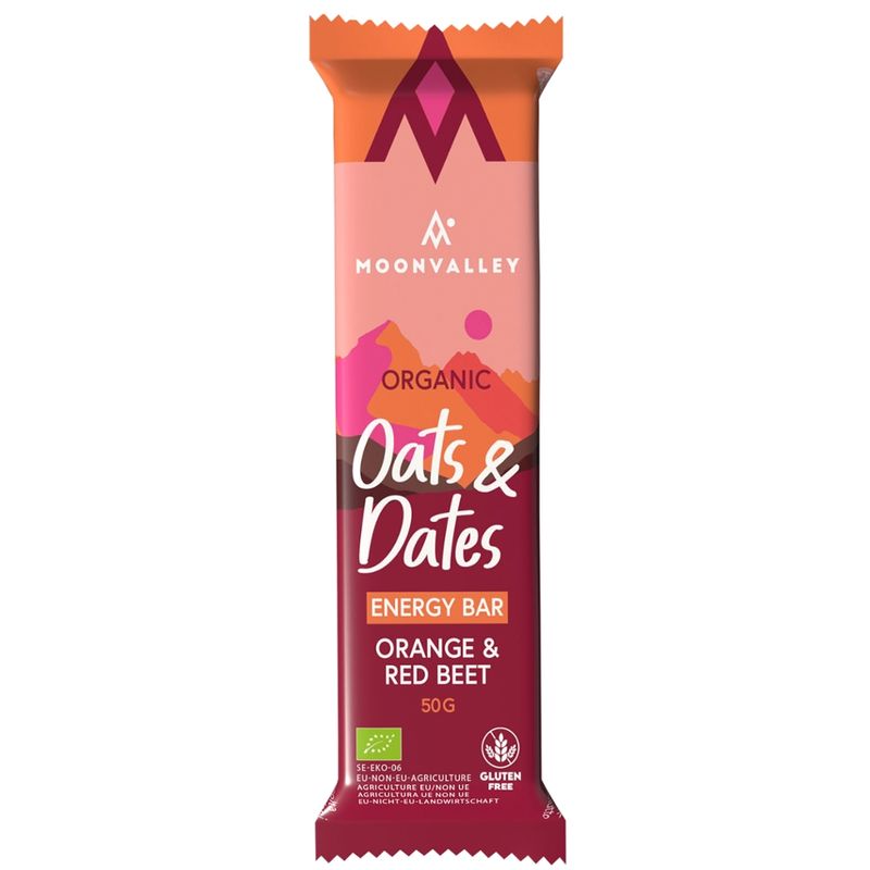 Moonvalley Oats & Dates Energy Bar Orange & Red Beet - Produktbild