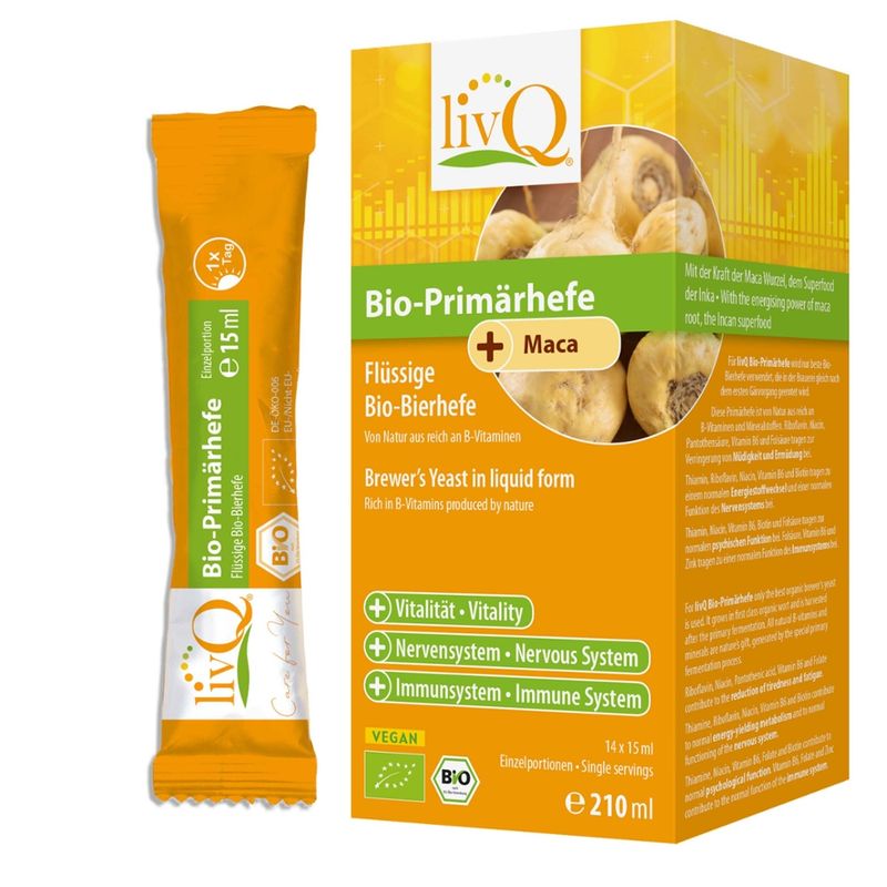 livQ® livQ Bio-Primärhefe + MACA, flüssige Bierhefe mit Maca, vegan - Produktbild