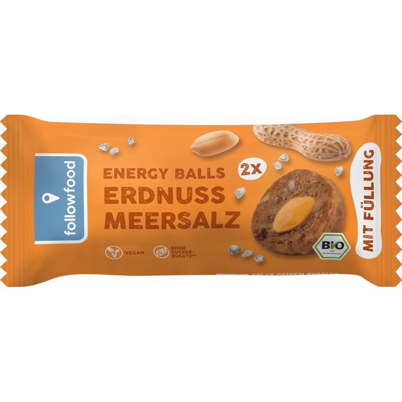 followfood 2 Energy Balls mit Füllung Erdnussmus, Meersalz; vegan - Produktbild