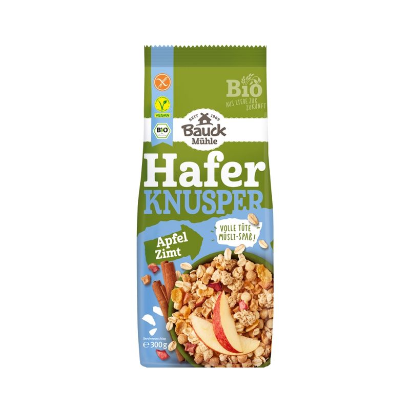 Bauck Mühle Hafer Knusper Müsli Apfel Zimt Bio gf - Produktbild