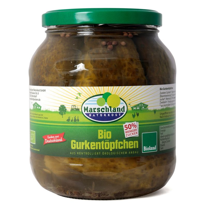 Marschland  Bioland Bio-Gurkentöpfchen wenig Zucker 1.062 ml Gl. MARSCHLAND - Produktbild