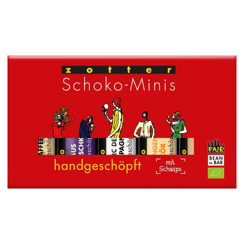 Zotter Schokolade Handgeschöpfte Schoko-Minis mit Schwips, 5 Sorten (++) - Produktbild