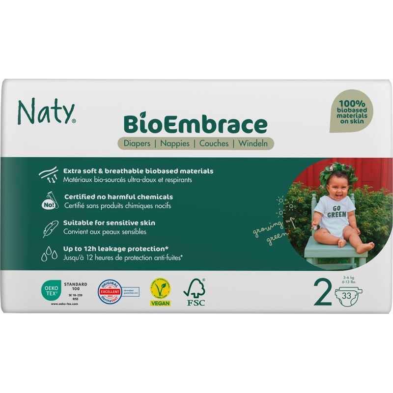 Naty Naty Windeln BioEmbrace Gr. 2 (3-6 kg), 33 St - Produktbild