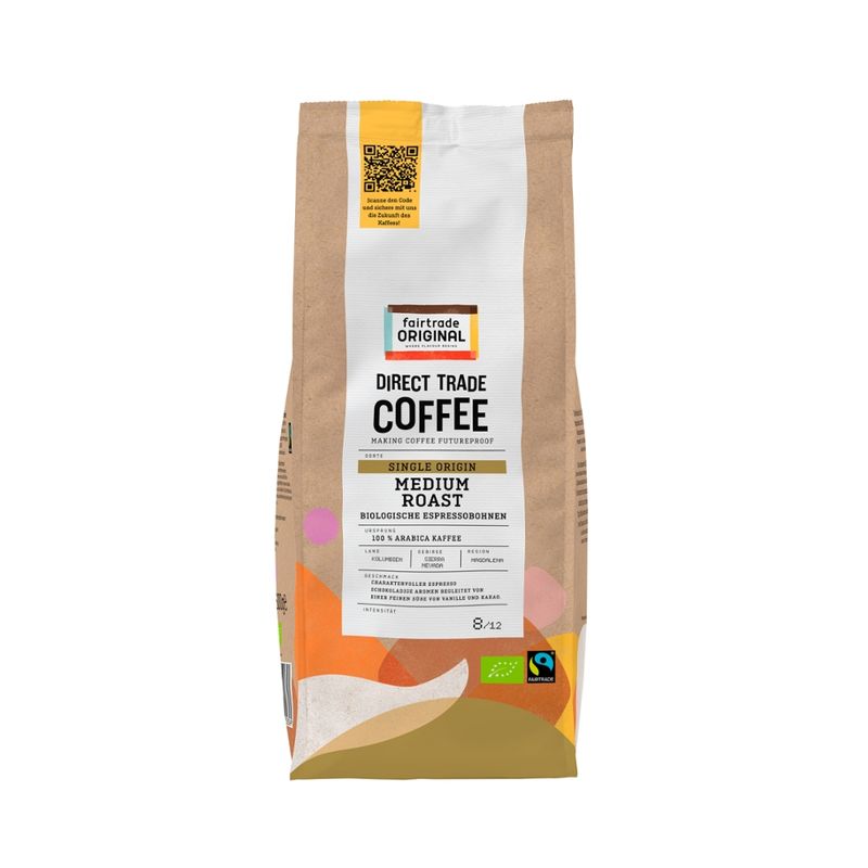 Fairtrade Original Direct Trade Coffee, Espressobohnen, Medium Roast, FairTrade, Bio, 500g - Produktbild