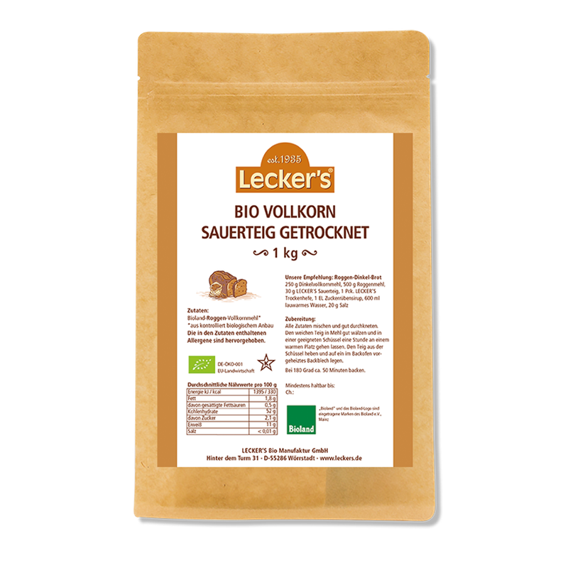 Lecker´s Bioland Roggen Vollkorn Sauerteig, getrocknet 1 kg - Produktbild