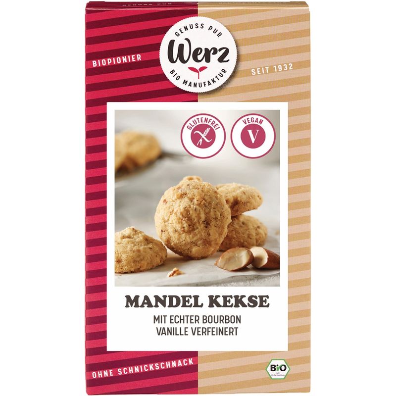 Naturkornmühle Werz Mandel Kekse, mit echter Bourbon Vanille verfeinert, glutenfrei - Produktbild