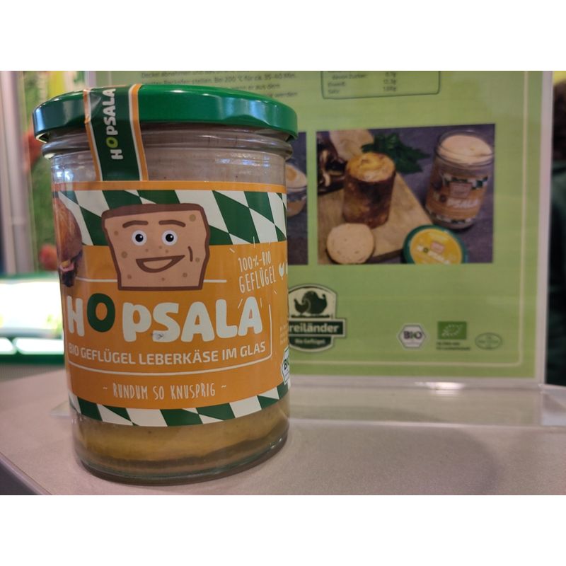Freiländer Bio Geflügel Hopsala Leberkas 380 g, im Glas, zum Aufbacken - Produktbild