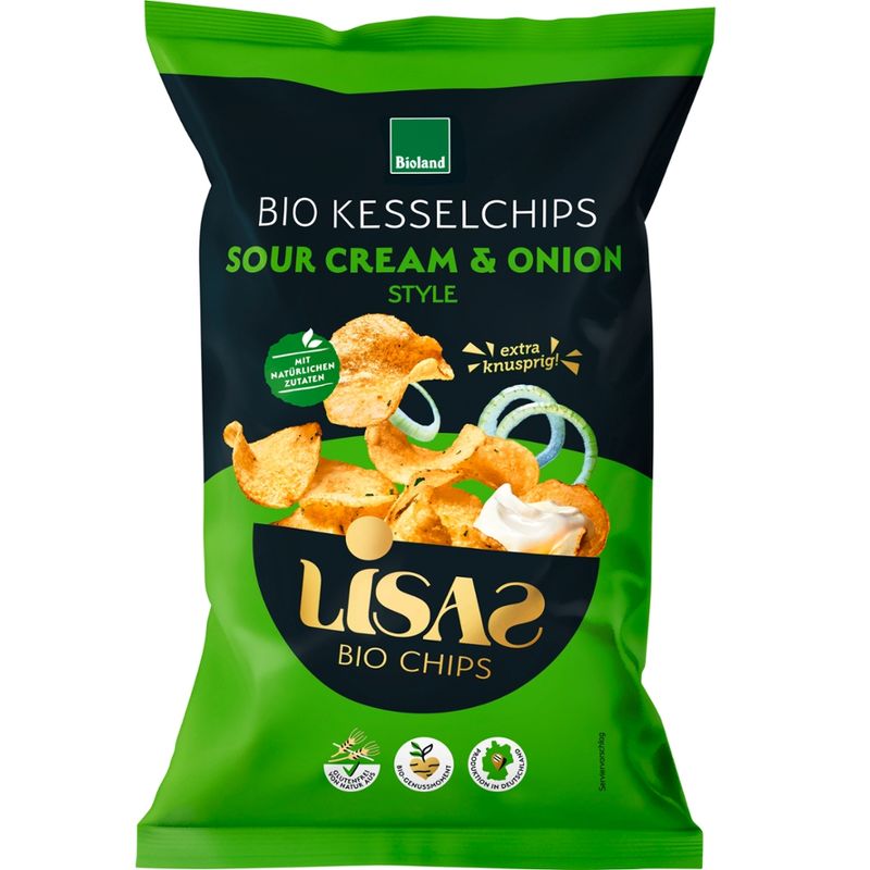 Lisas Bio Chips Lisas Bio Kesselchips Sour Cream & Onion Style 115g - Produktbild