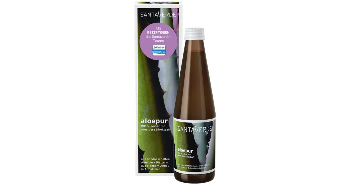 Santaverde aloepur Aloe Vera Direktsaft mit Rezeptheft Einzelprodukt |  bio123