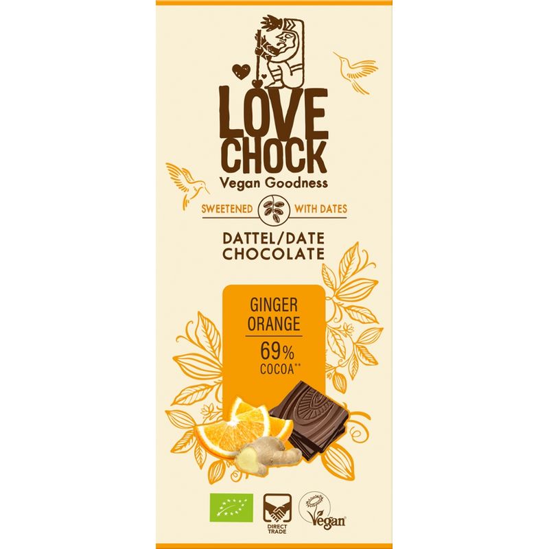 Lovechock Lovechock tablet Ginger Orange 69 % sweetened with dates - Produktbild