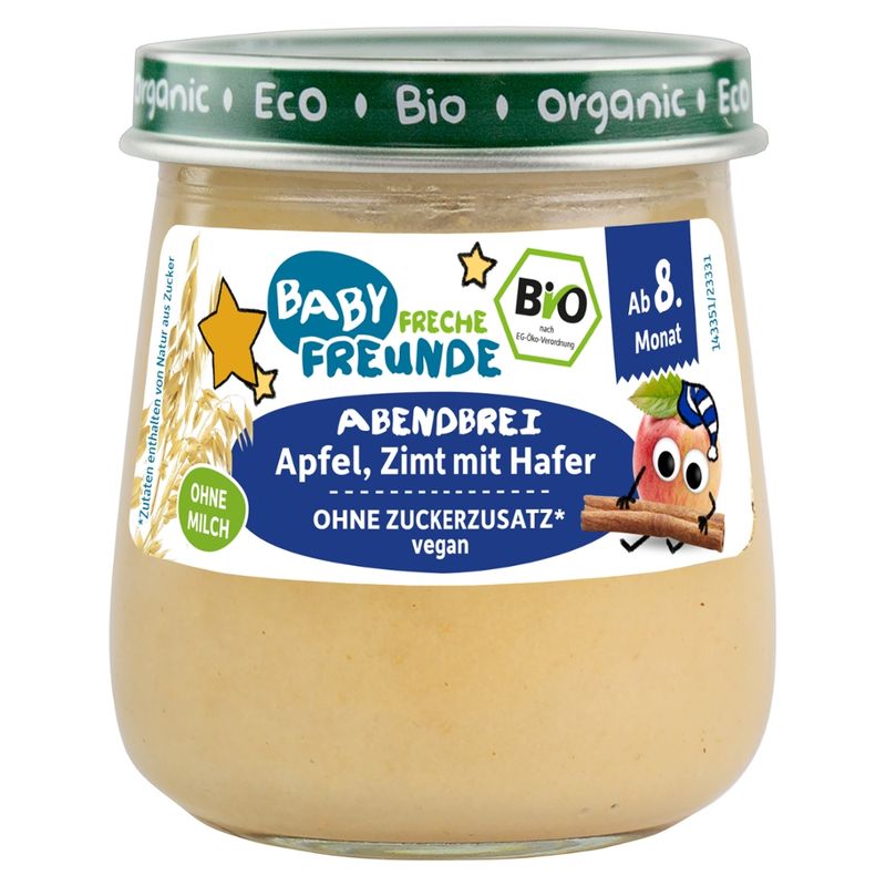 Freche Freunde FF Bio Gläschen Abendbrei Apfel, Zimt mit Hafer 120g - Produktbild