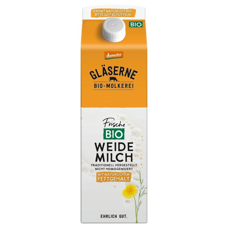 Gläserne Molkerei GM Bio Frischmilch mindestens 3,5% Fett 1l - Produktbild