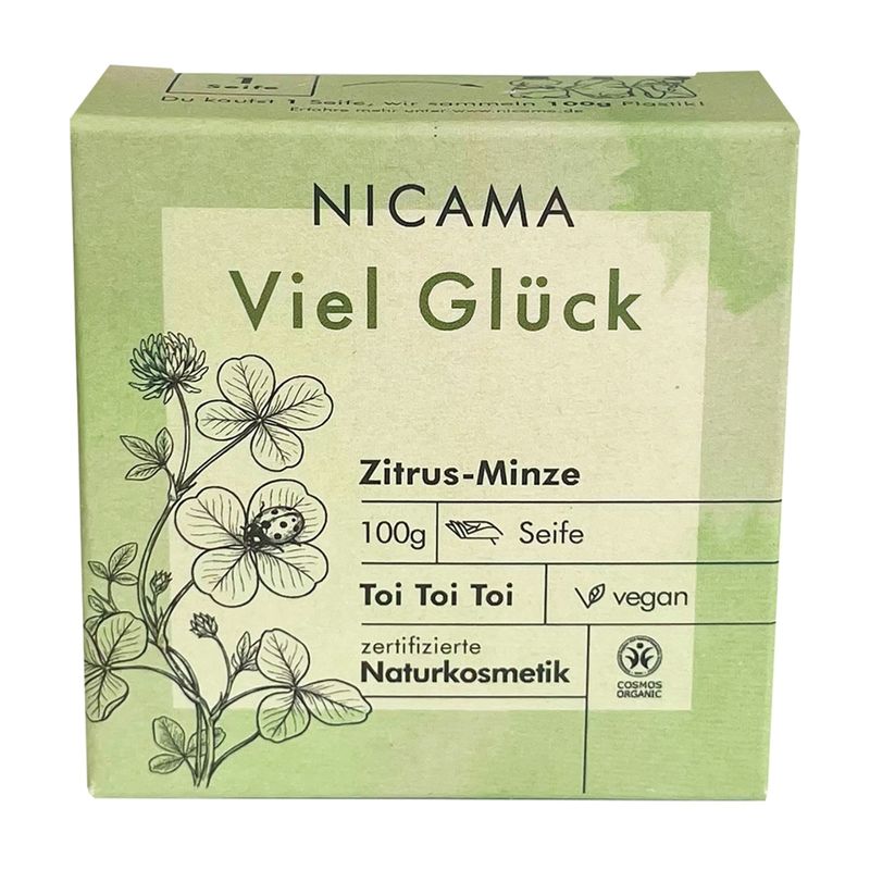 NICAMA NICAMA zertifizierte Bio-Viel Glück-Seife Zitrus-Minze 100 g - Produktbild