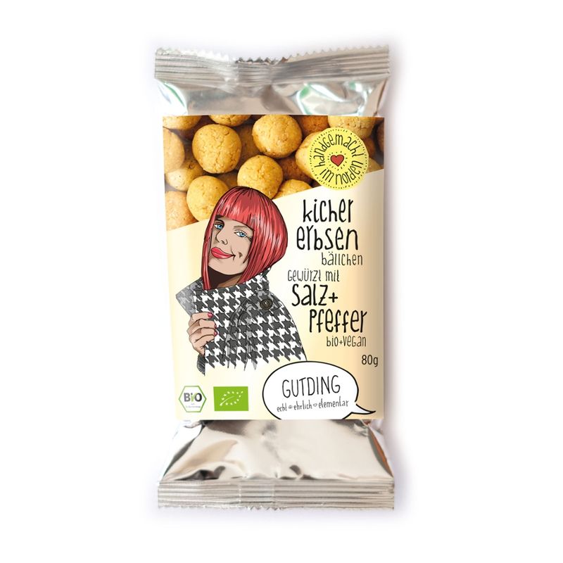 GUTDING Bio-Kichererbsenbällchen Salz + Pfeffer im PP-Tütchen, ohne Zuckerzusatz & vegan - Produktbild