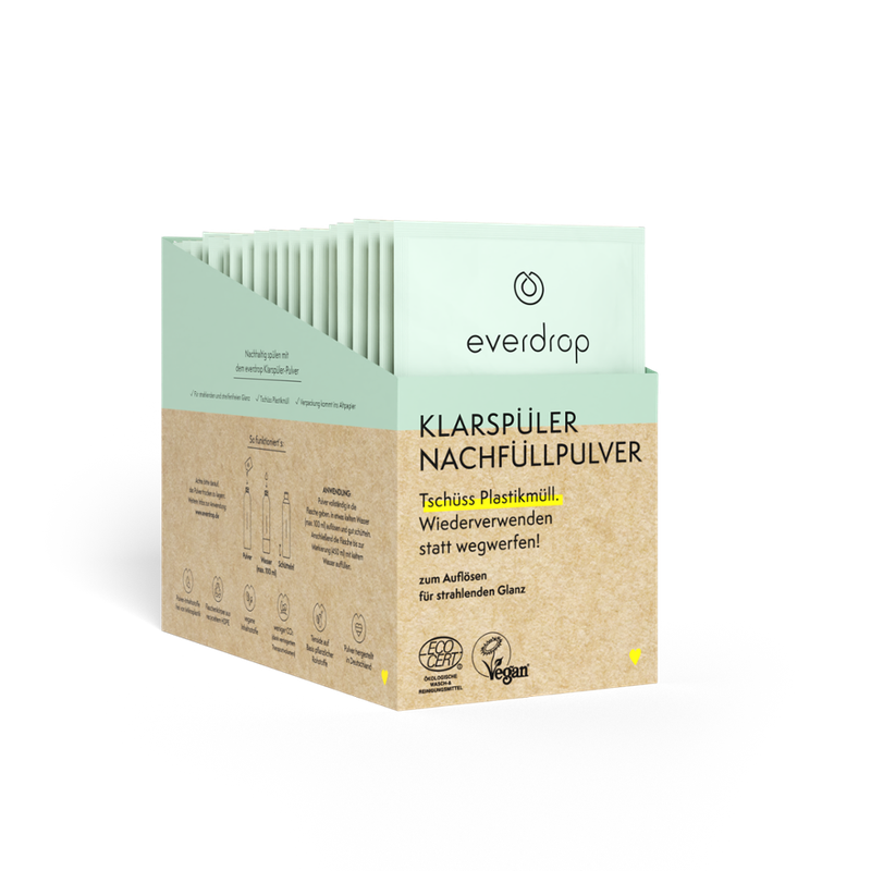 everdrop everdrop Klarspüler-Pulver Ecocert zertifiziert, zur Erstellung von 450ml Klarspüler (Inhalt: 7g Klarspüler-Pulver zum Auflösen) - Produktbild