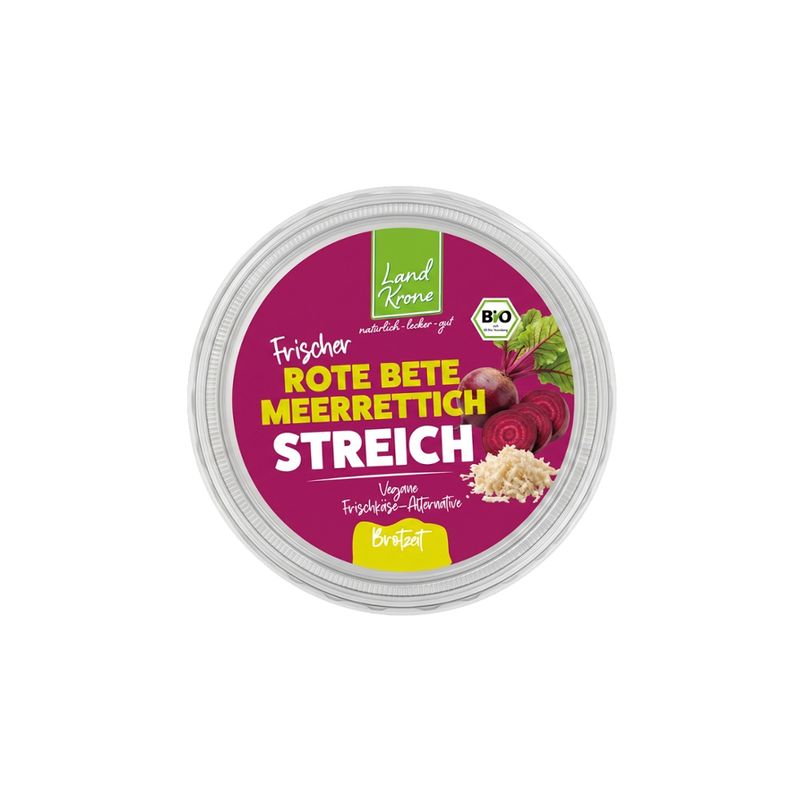 Landkrone Bio Frischer Rote Bete Meerrettich Streich - Vegane Frischkäse-Alternative - Produktbild