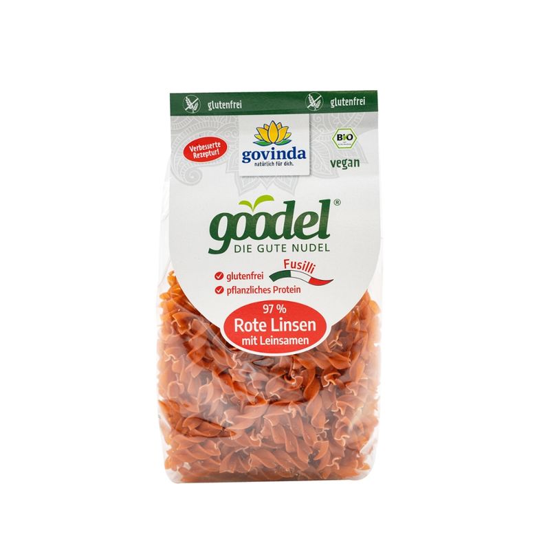 Govinda goodel DIE GUTE NUDEL Fusilli 97 % Rote Linsen mit Leinsamen - Produktbild