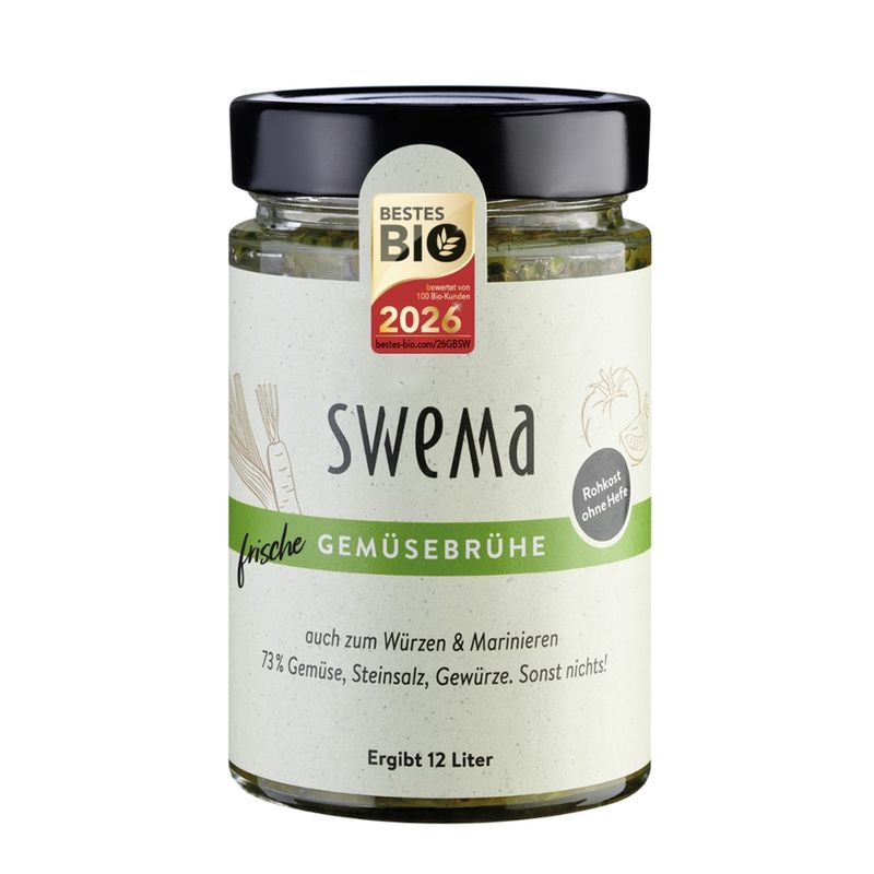 SweMa Frische Gemüsebrühe klassisch, 320g für 12 Liter, 73% Gemüse, Steinsalz, Gewürze. Sonst nichts! - Produktbild