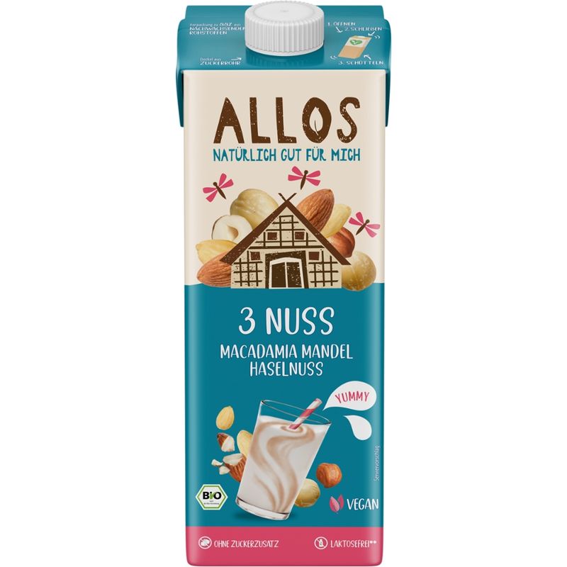 Allos 3 Nuss Macadamia Mandel Haselnuss Drink - Produktbild