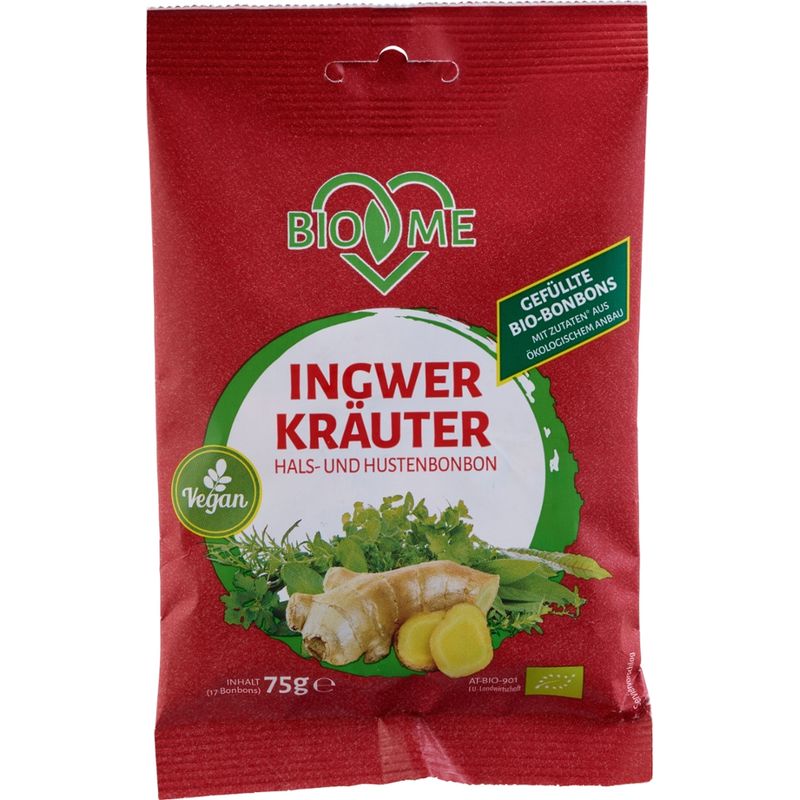 BIO loves Me Gefüllte Bio Bonbons mit Ingwer-Kräuter Geschmack - Produktbild