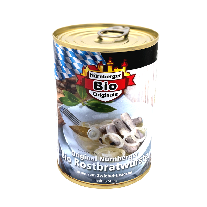 Nürnberger Bio Originale Original Nürnberger Bio Rostbratwürste in saurem Zwiebel-Essig Sud (6Stück/Dose) - Produktbild