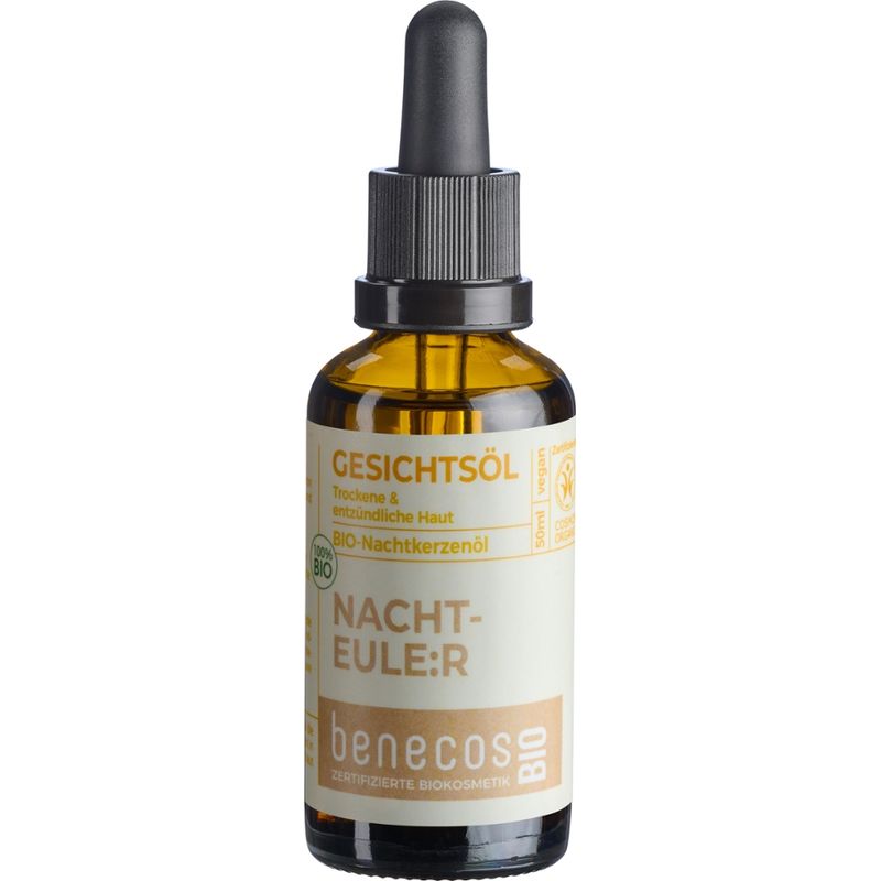benecos Gesichtsöl Bio-Nachtkerzenöl - NACHTEULE:R (Trockene & entzündliche Haut) - Produktbild