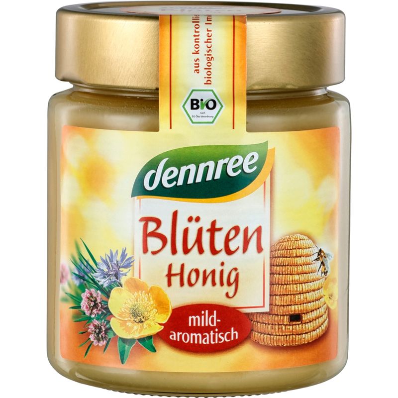 dennree Blütenhonig, mild-aromatisch, im Glas - Produktbild