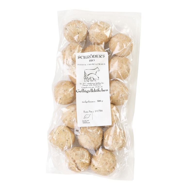 Schröder's Bio Fleisch- und Wurstwaren Geflügelklößchen TK 300 g á 20 g - Produktbild