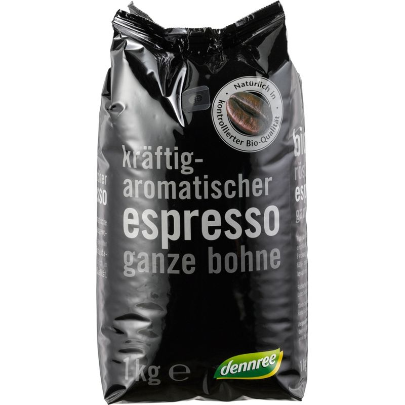 dennree Kräftig-aromatischer Espresso, ganze Bohne - Produktbild