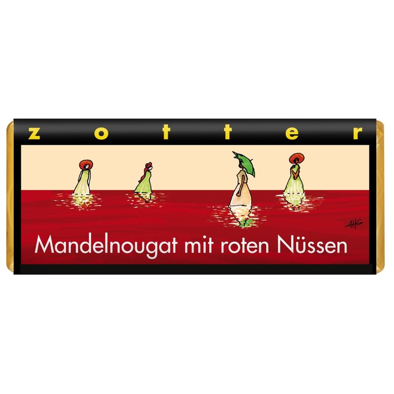 Zotter Schokolade Mandelnougat mit roten Nüssen - Produktbild