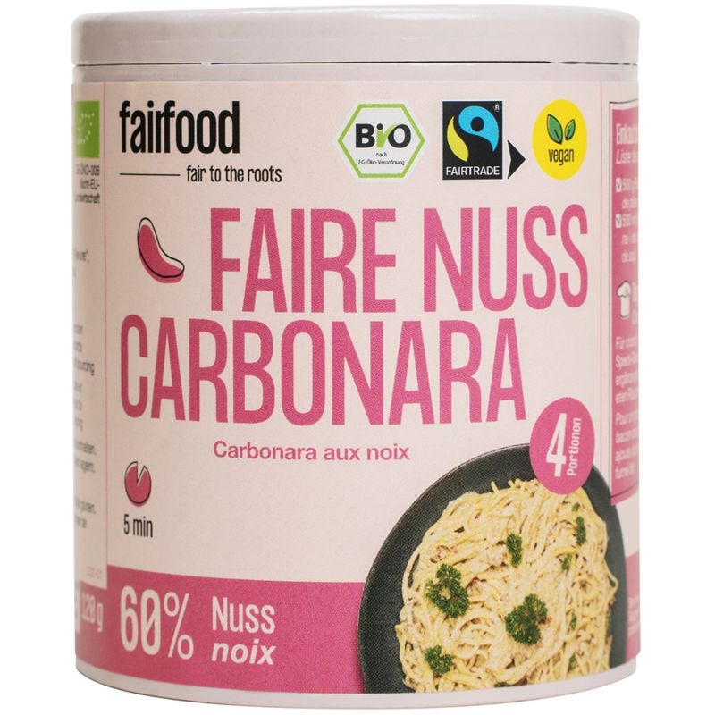 fairfood Freiburg 120g, Papierdose, Faire Nuss Carbonara, BIO & FLO Fairtrade - Produktbild