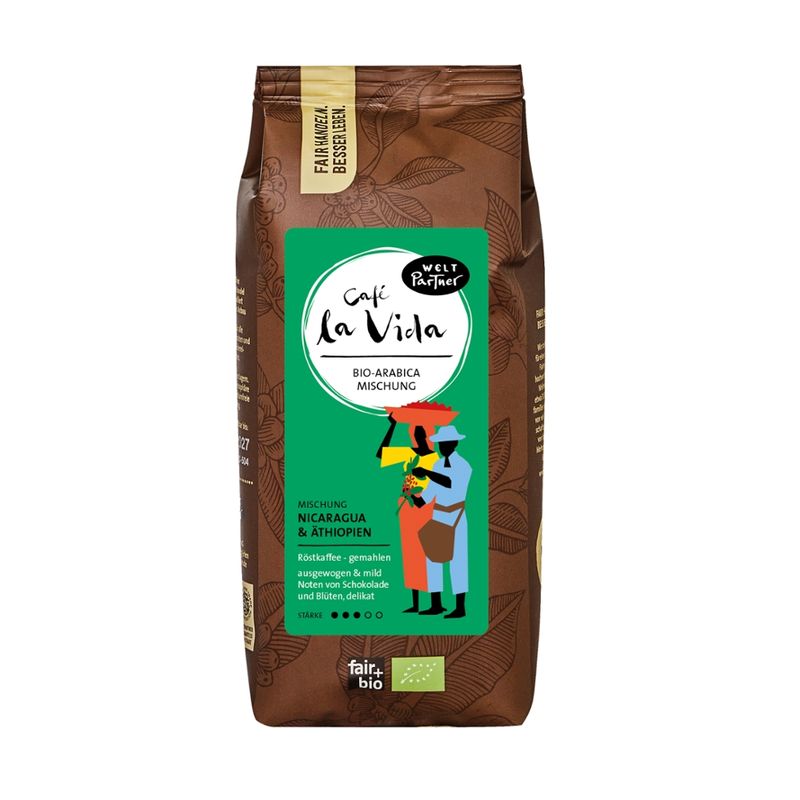 WeltPartner Café La Vida, aus Nicaragua und Äthiopien, bio, gemahlen - Produktbild