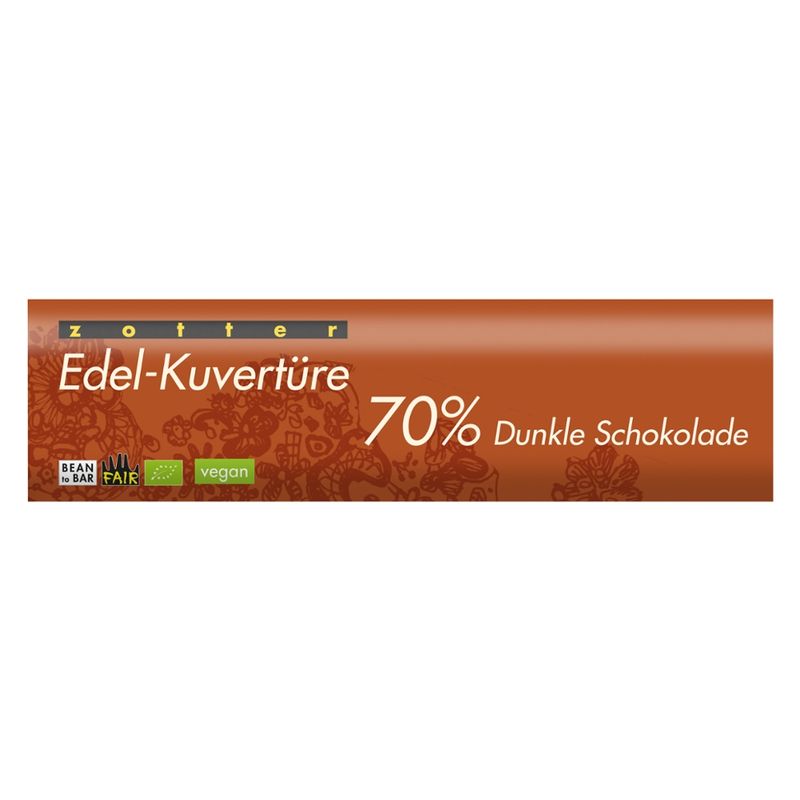Zotter Schokolade Edel-Kuvertüre 70% Dunkle Schokolade - Produktbild