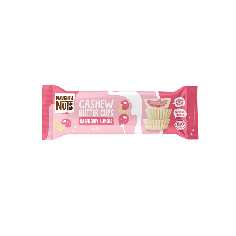 Naughty Nuts white Raspberry Rumble Nut Butter Cups, biovegan, 39g (3x13g) - Produktbild