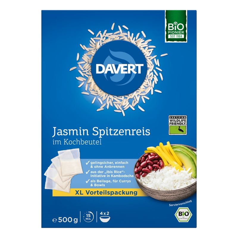 Davert Jasmin Spitzenreis im Kochbeutel Ibis Rice 500g - Produktbild