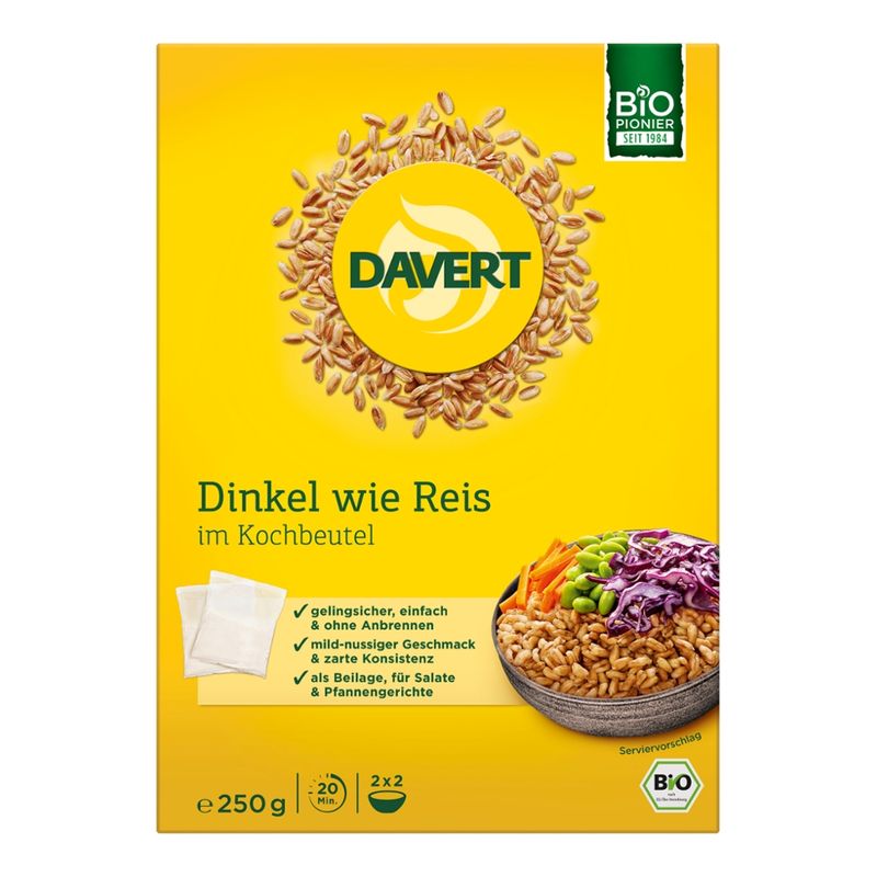 Davert Dinkel wie Reis im Kochbeutel 250g - Produktbild