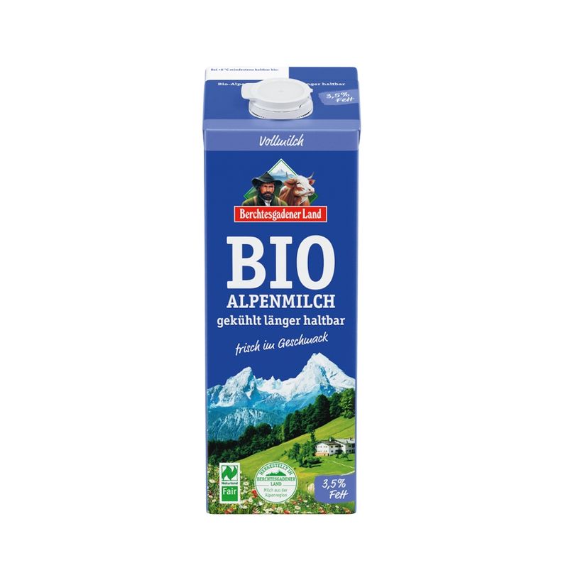 Berchtesgadener Land Bio Bio-Milch gekühlt länger haltbar 3,5% Fett NL-Fair - Produktbild
