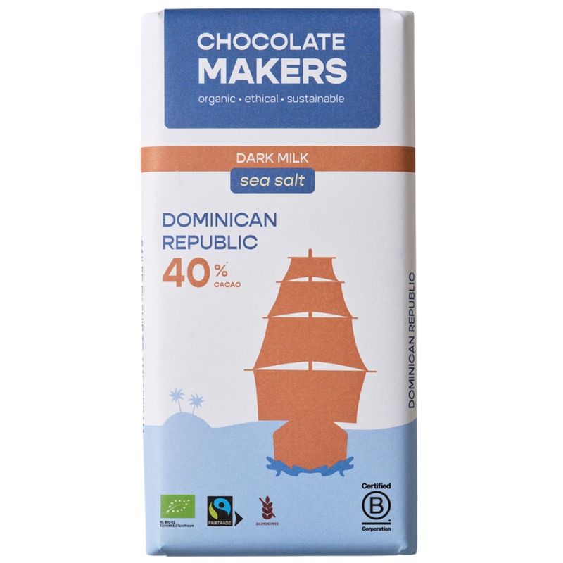 Chocolatemakers Chocolatemakers Bio Schokoladentafel Dominikanische Republik Dunkle Milch 40% Meersalz 80 g - Produktbild