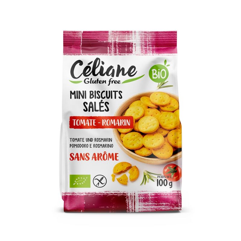 Céliane KEKSE SALZGEBÄCK TOMATEN UND ROSMARIN GLUTENFREI - Produktbild