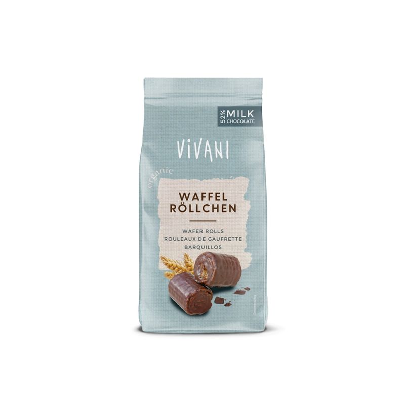 Vivani Waffel Röllchen mit Vollmilch Schokolade - Produktbild