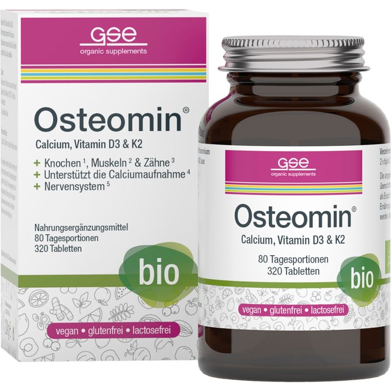 GSE  Osteomin® (Bio), Calcium, Vitamin D3 & K2, 320 Tabletten à 700 mg - Produktbild