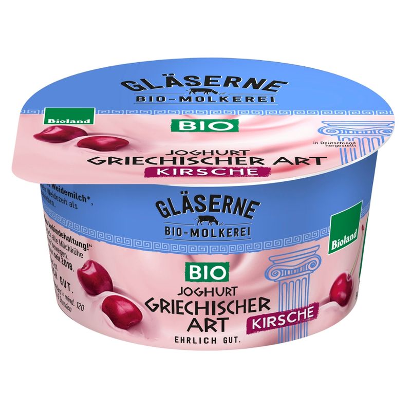 Gläserne Molkerei GM Bio Joghurt griechischer Art Kirsche 150g - Produktbild