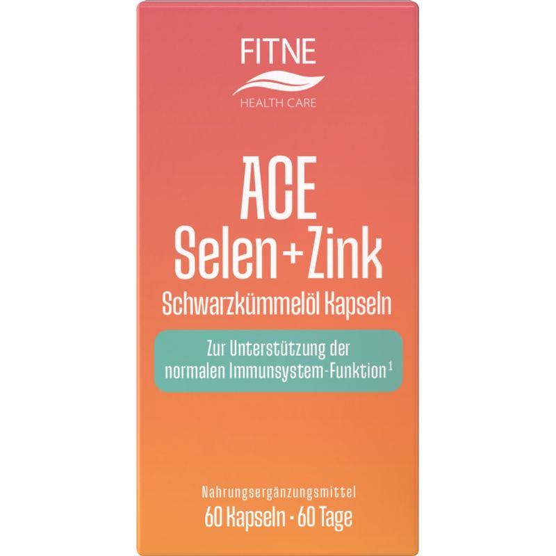 Fitne ACE + Selen + Zink Schwarzkümmelöl Kapseln, 60 Kps. á 555 mg - Produktbild